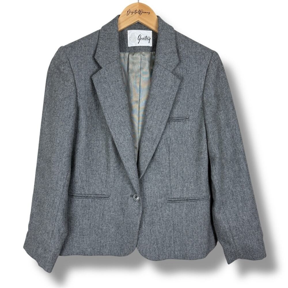 Vintage Wool Union Made Blazer Jacket EUC Gray USA Classic Gentry Timeless